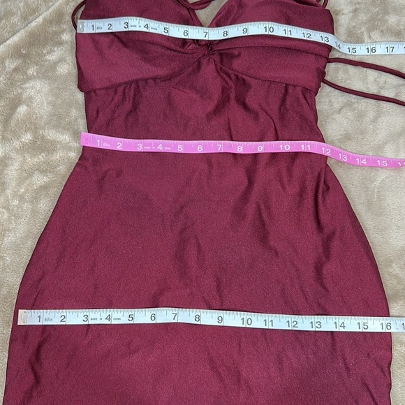 La Femme shinny Jersey Trumpet open Back Front Slit Gown - Picture 6 of 8